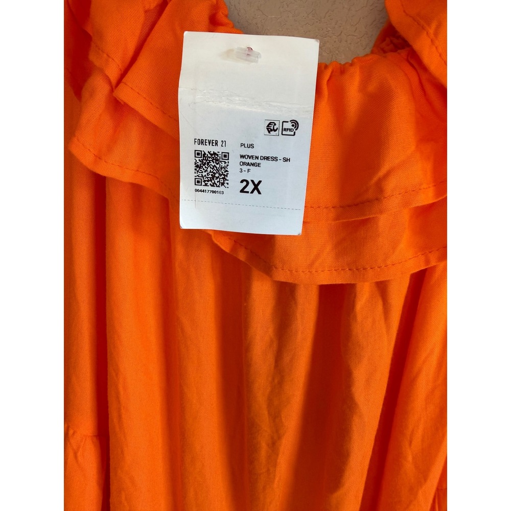 Forever 21 Girl Soul Orange Ruffle Off Shoulder Tiered Maxi Dress Plus 2X NWT - Picture 3 of 8